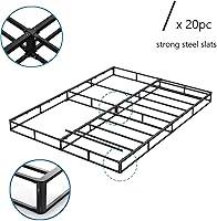 Vista 4 de juego de somier y funda tamaño King, base de metal de perfil alto de 9 pulgadas, base de colchón de estructura resistente, libre de ruido