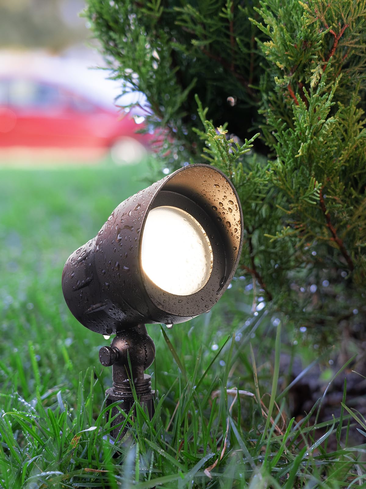 LEONLITE Foco LED de bajo voltaje, 12 V CA/CC, luces de jardín para exteriores, listado ETL, aluminio fundido a presión, CRI90+ para iluminación de jardín de Bush Yard, acabado de bronce, 3000 K