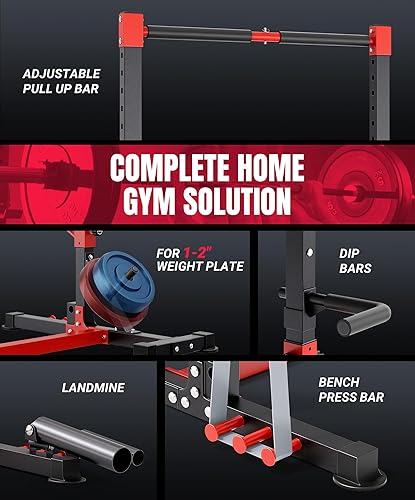 Miniatura 6 de YOLEO Smith Machine & Squat Rack Combo, Multi-Functional Power Racks with Adjustable Width & Pull-Up Bar, Cable Crossover Power Cage, Independent