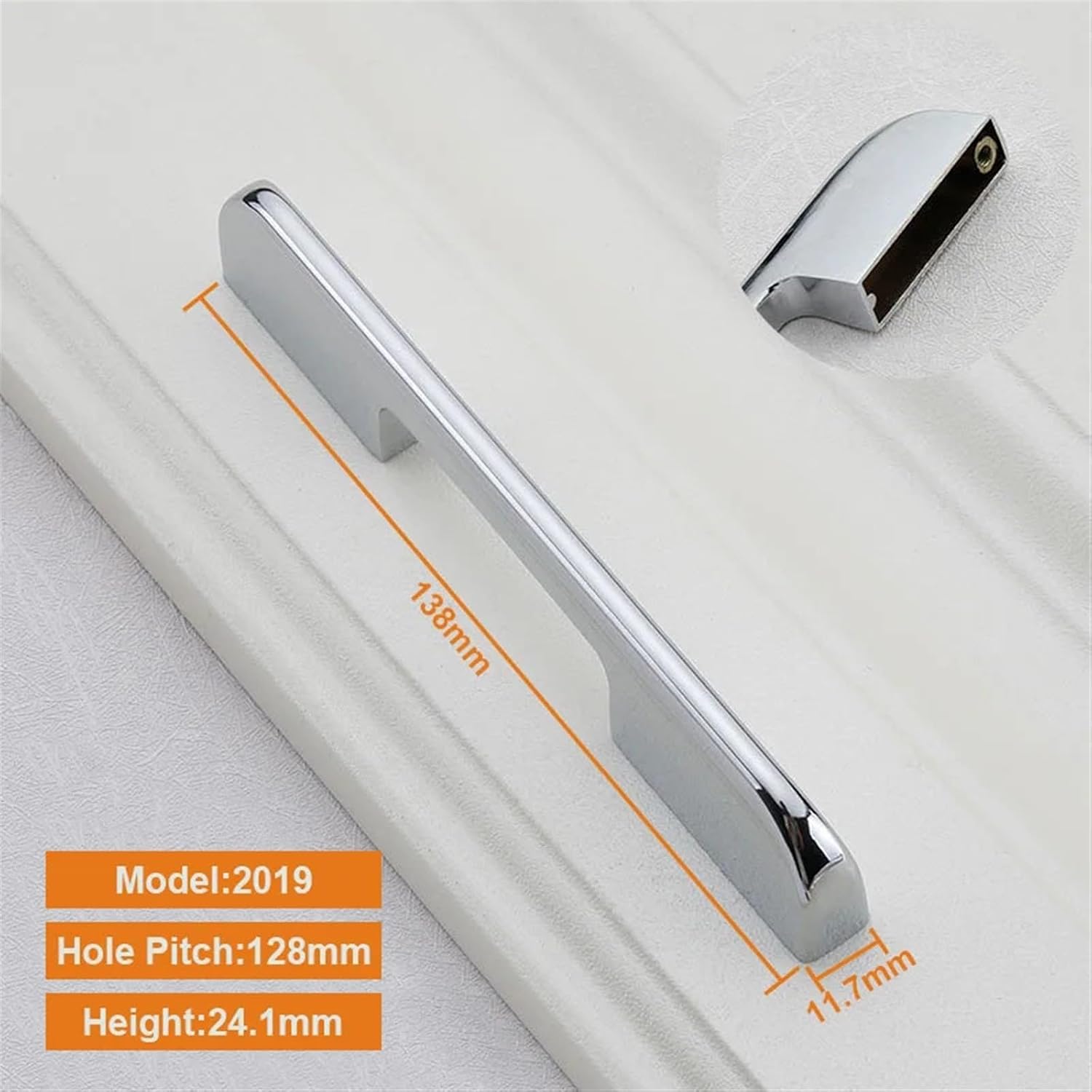 Furniture Handles 128/160/192/320mm Hole Pitch Cabinet Furniture Door Handles Zinc Alloy Furniture Handles Wardrobe Door Pulls 1Pcs(Silver 128mm)