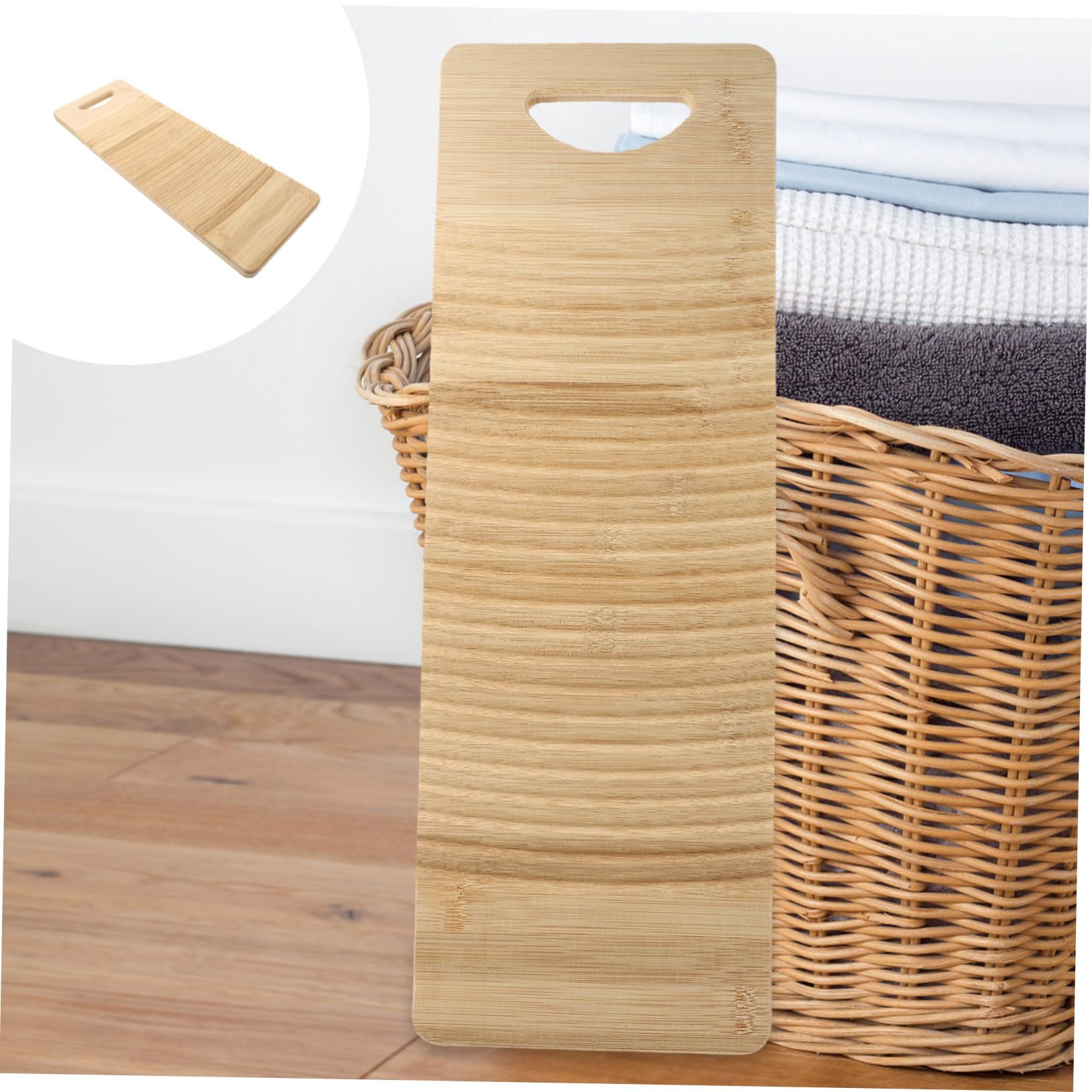 Tabla Lavar Ropa Mano de Bambú Natural Antideslizante con Superficie Ondulada para Mayor Fricción y Resistencia al Desgaste Herramienta Práctica para Lavado Manual el Hogar