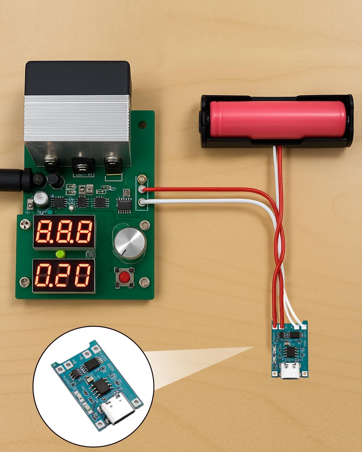 TC4056 Charger Modulo USB-C 5V 1A Caricabatterie Module Protezione Doppia per Batterie Li-ion 18650