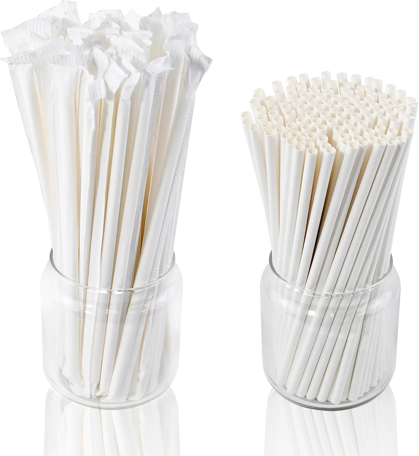 7.75 Inch Biodegradable White Paper Straws Unwrapped and Individually Wrapped - 2000 Counts