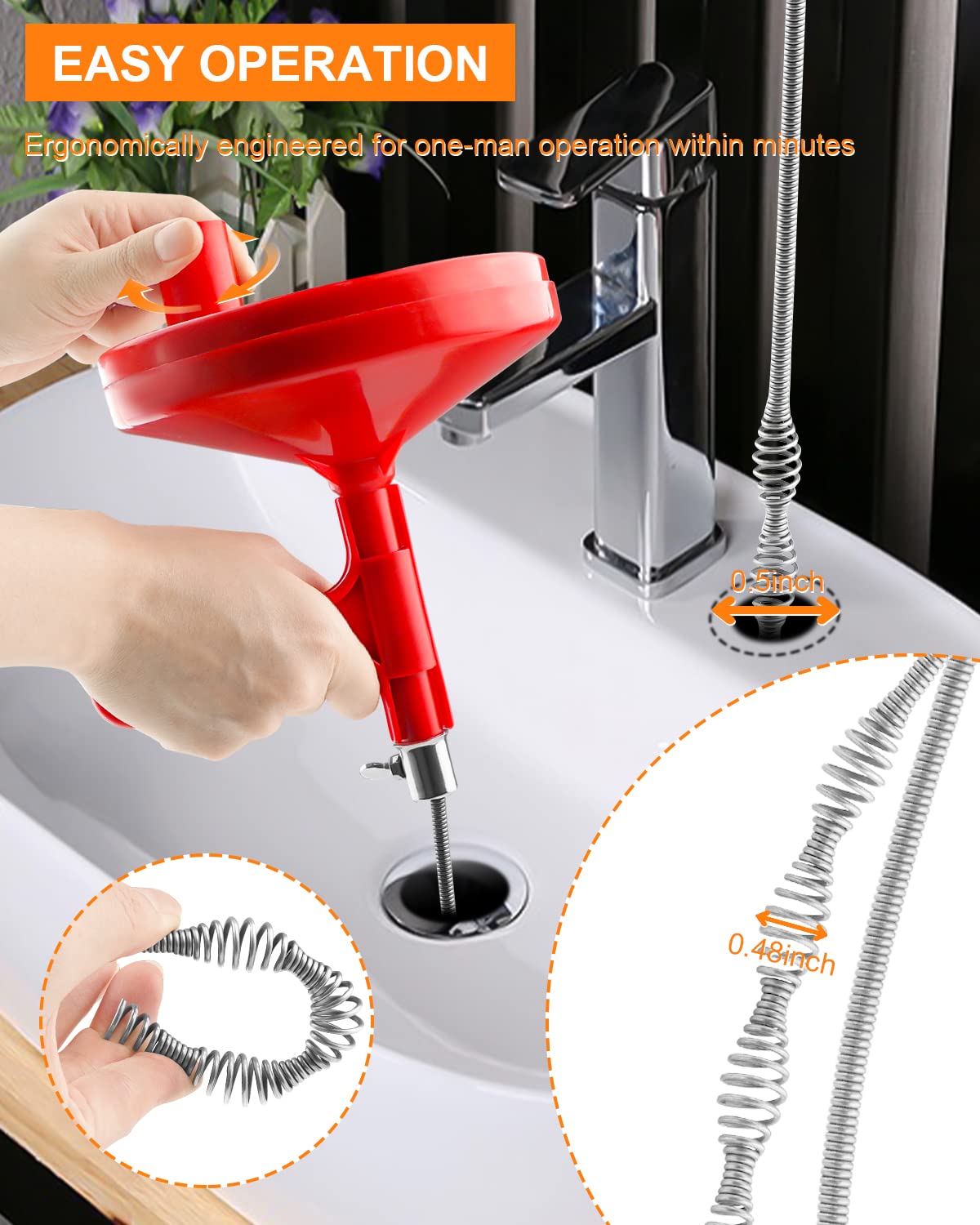 SPIRALE PULITORE PER TUBI DI SCARICO 5 MT X 8 MM - Ferramenta