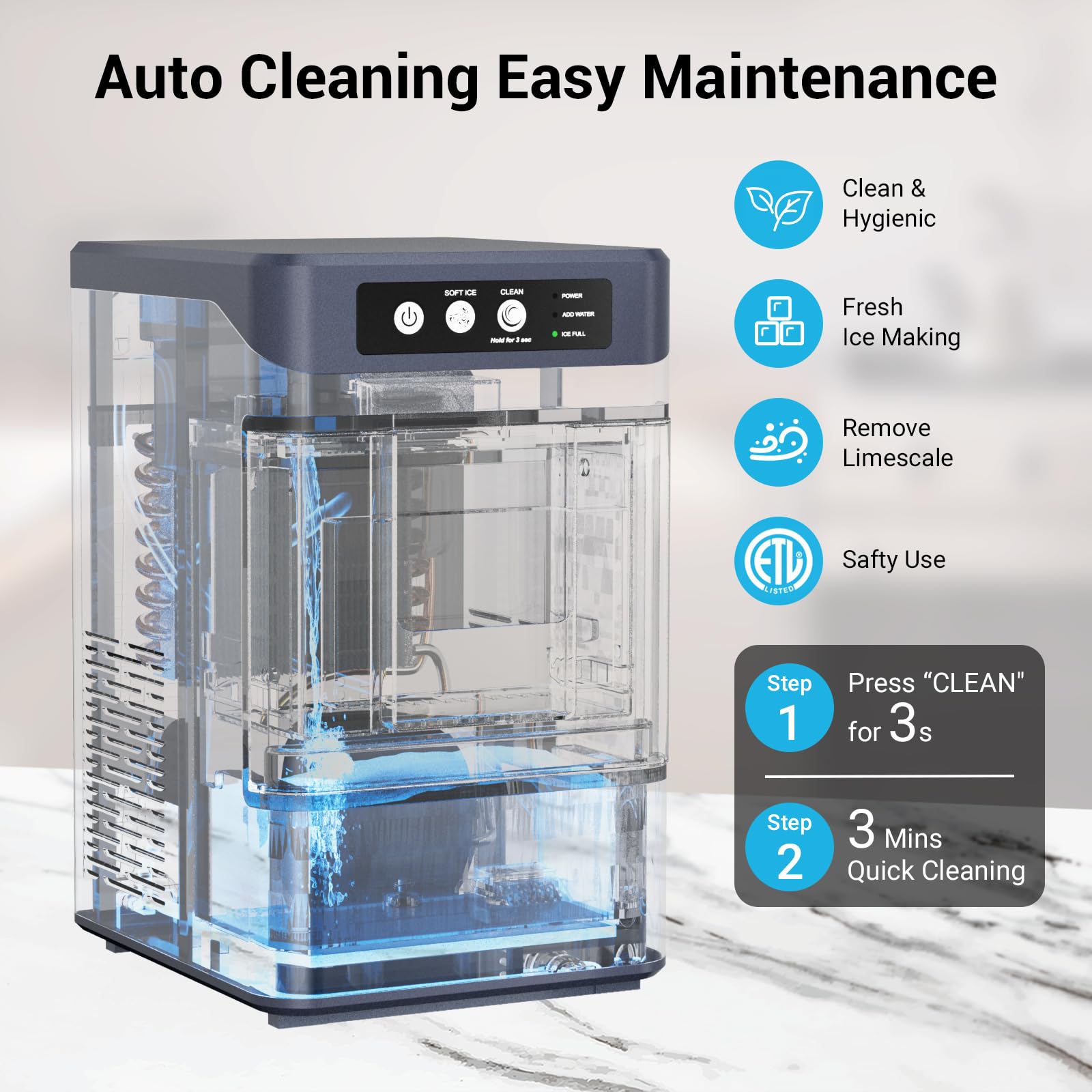 Nugget Ice Machine Countertop Stainless Steeel With Scoop on Fridge.com - View 5