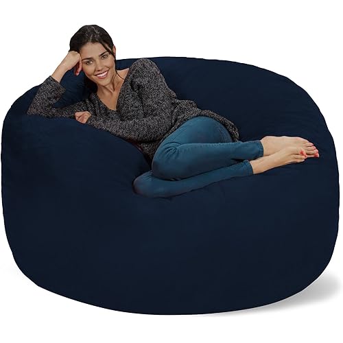 Chill Sack Bean Bag Chair Cover, 5-Feet, Microsuede - Navy