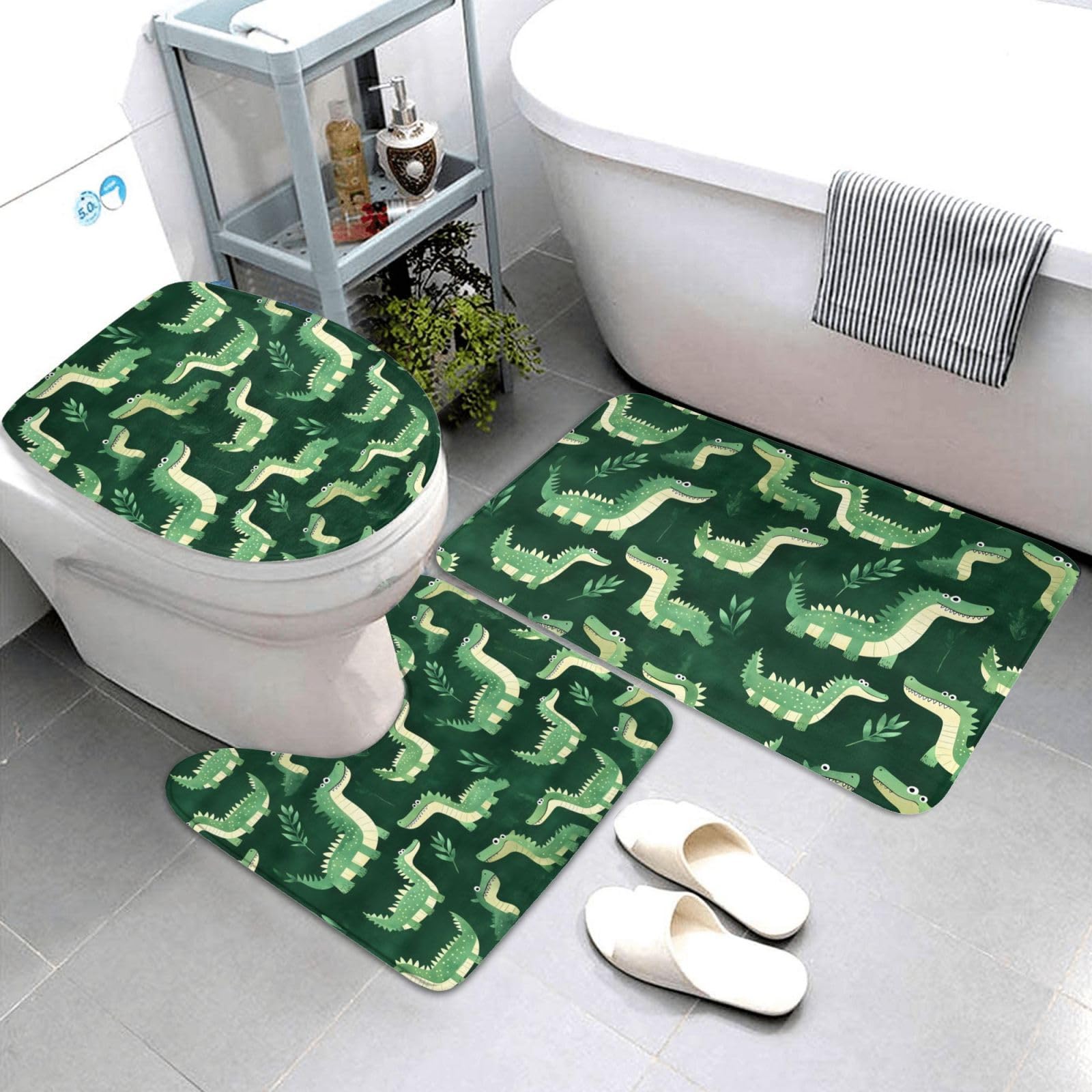 Tapis de salle de bain antidérapant contre les glissades lot de 3 imprimé
