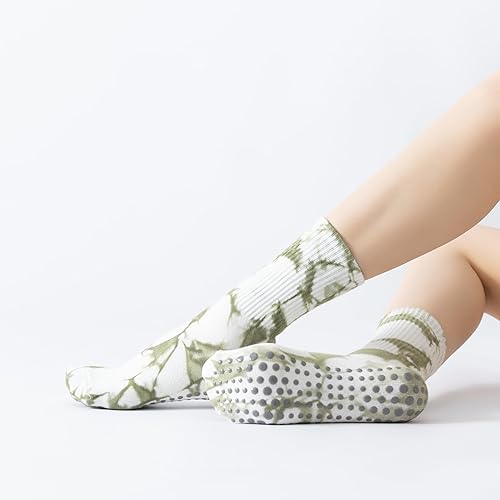 Miniatura 2 de Calcetines de yoga y pilates con empuñaduras para mujer, antideslizantes, coloridos, teñidos, acolchados, calcetines para baile de ballet