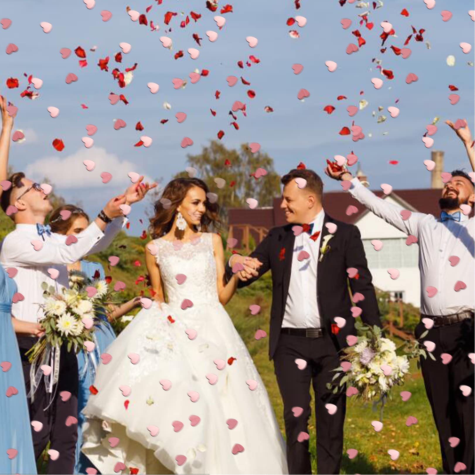 TMISHION Confettis En Forme De Cœur 2 Sachets 60g 2.5cm Confettis En Forme De Coeur Rouge