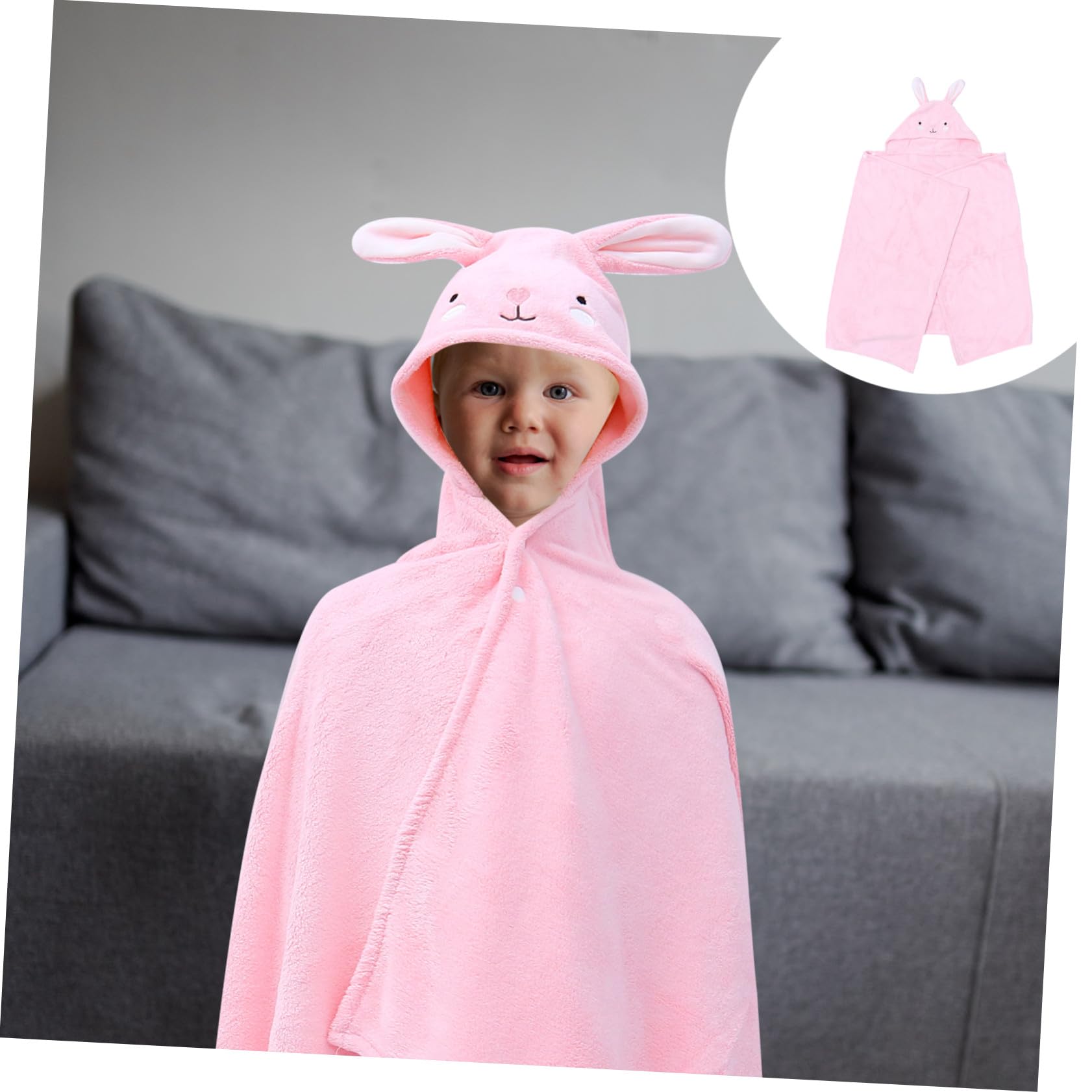 Kinder Badetuch Atmungsaktives und Hautfreundliches Kapuzenbadetuch mit Kapuze und Niedlichem Cartoon Design 70x140cm aus Polyester und Chinlon Rosa für Babys und Kinder
