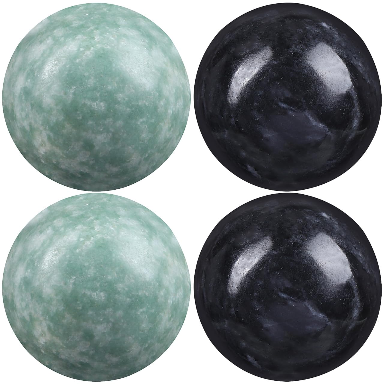 Healifty Baoding Balls Pack of 4-1.4 inch Chinese Balls for Hand, No Chime Chinese Health Exercise Massage Balls (Green,Black)