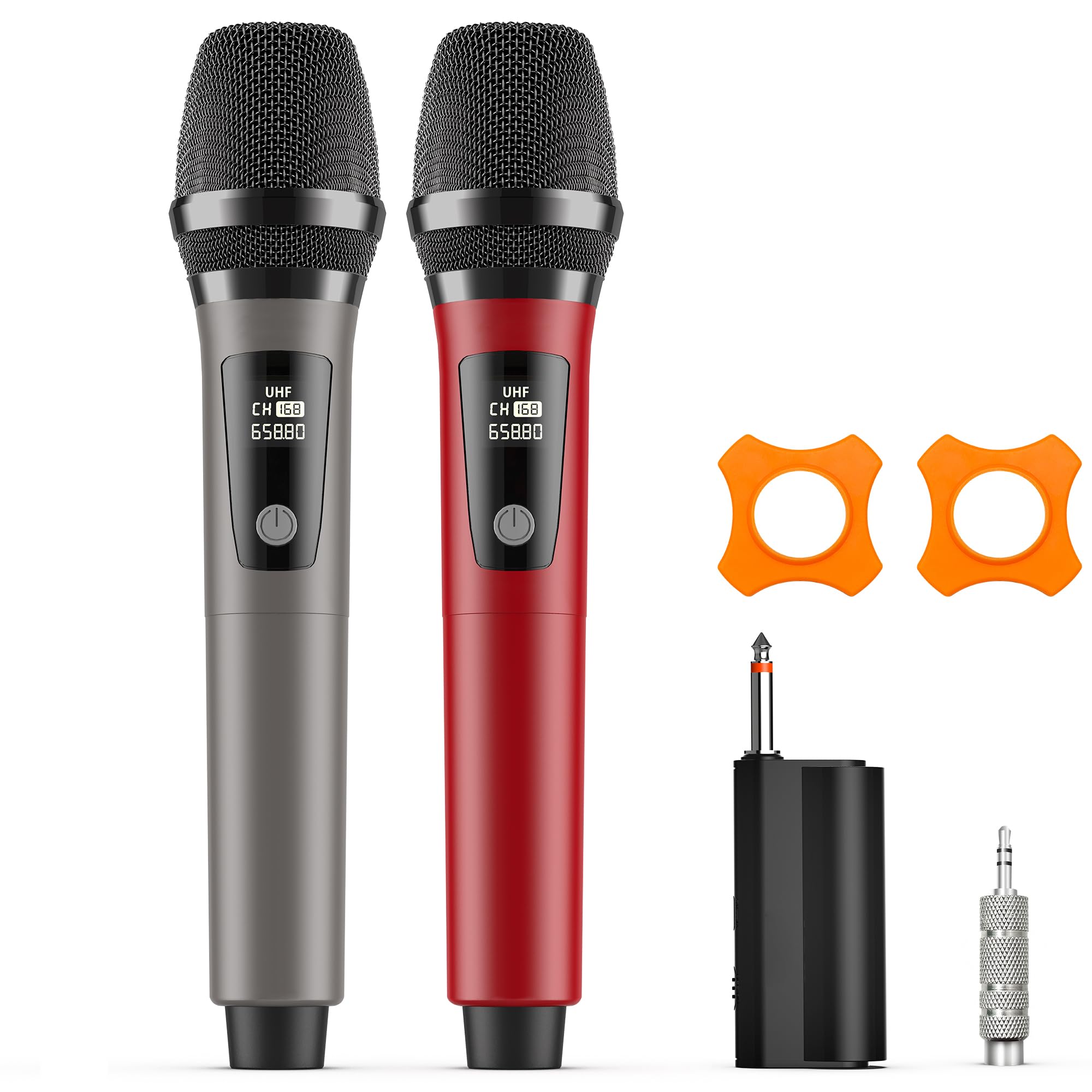 Photo 1 of HWWR Wireless Microphones, Professional Dual Karaoke Microphones, Wireless Dynamic Microphone System Set with Rechargeable Receiver for Home Party, Speech, Wedding, Church, PA System