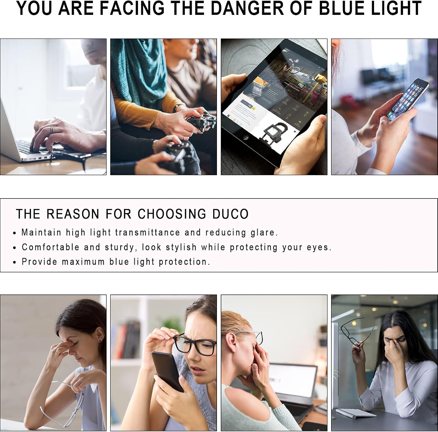 DUCO Blue Light Glasses for Women Men Computer Blue Ray Blocking Glasses Cute Retro Round Eyeglasses Frame 8217 - Image 5