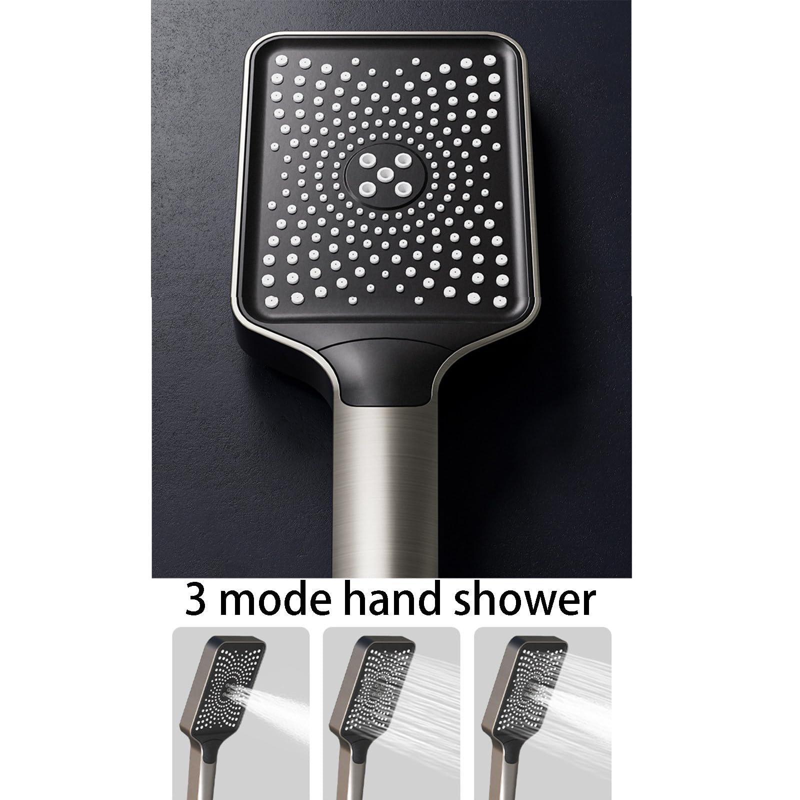Set Rubinetto Doccia Systemtatic con Display della Temperatura, 4 funzioni, soffione a Pioggia da 12", doccetta, spruzzatore per Bidet, beccuccio per Vasca, Grigio Canna di Fucile
