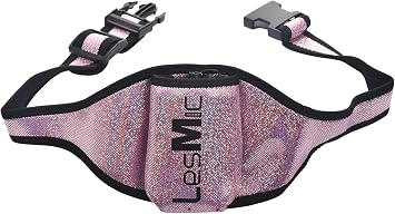 Lesmic Adjustable Fitness Aerobic Mic Belt Microphone Pouch Bodypack Holder Transmitter Carrier for Spinning Group Fitness Exercise GX instructors Theater speakers Pink Vertical