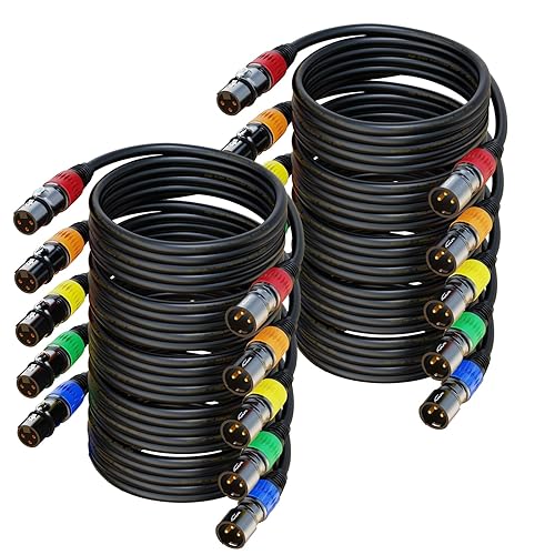 Miniatura 26 de Paquete de 2 cables de micrófono XLR de 25 pies, chapado en oro, macho a hembra, compatible con micrófonos, sistemas de altavoces, iluminación