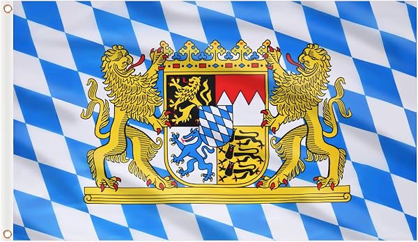 AhfuLife Bayern Flagge 150×90 cm für Oktoberfest Deko, 1 Stück Bayern Fahne Bayrische Deko mit Messing-Ösen, Bier Fahne Bayerische Flagge für Oktoberfest Bayern Bier Festival Bar Garten Party Deko - 1