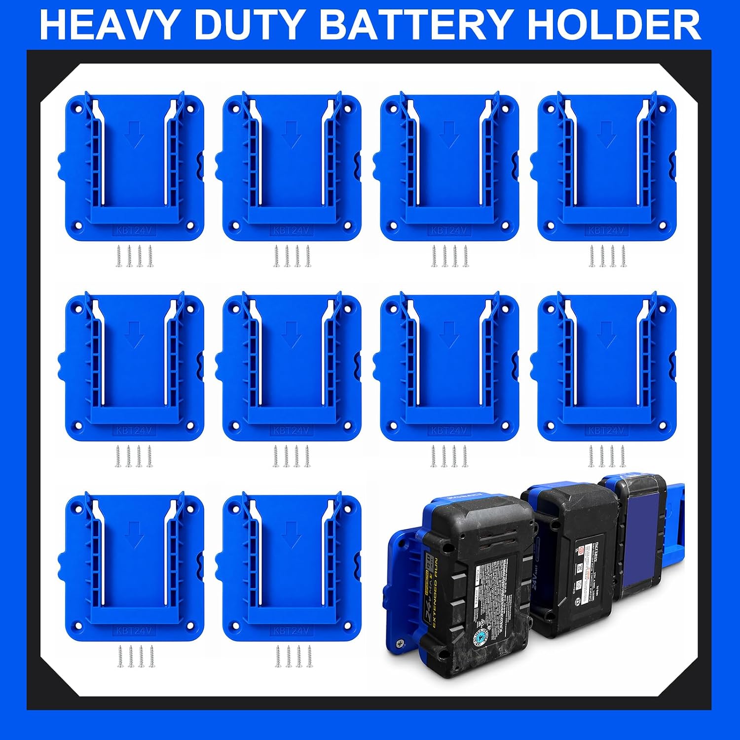 10 Pack Battery Holder Compatible for Kobalt 24V Max Battery Mounts Dock Holder