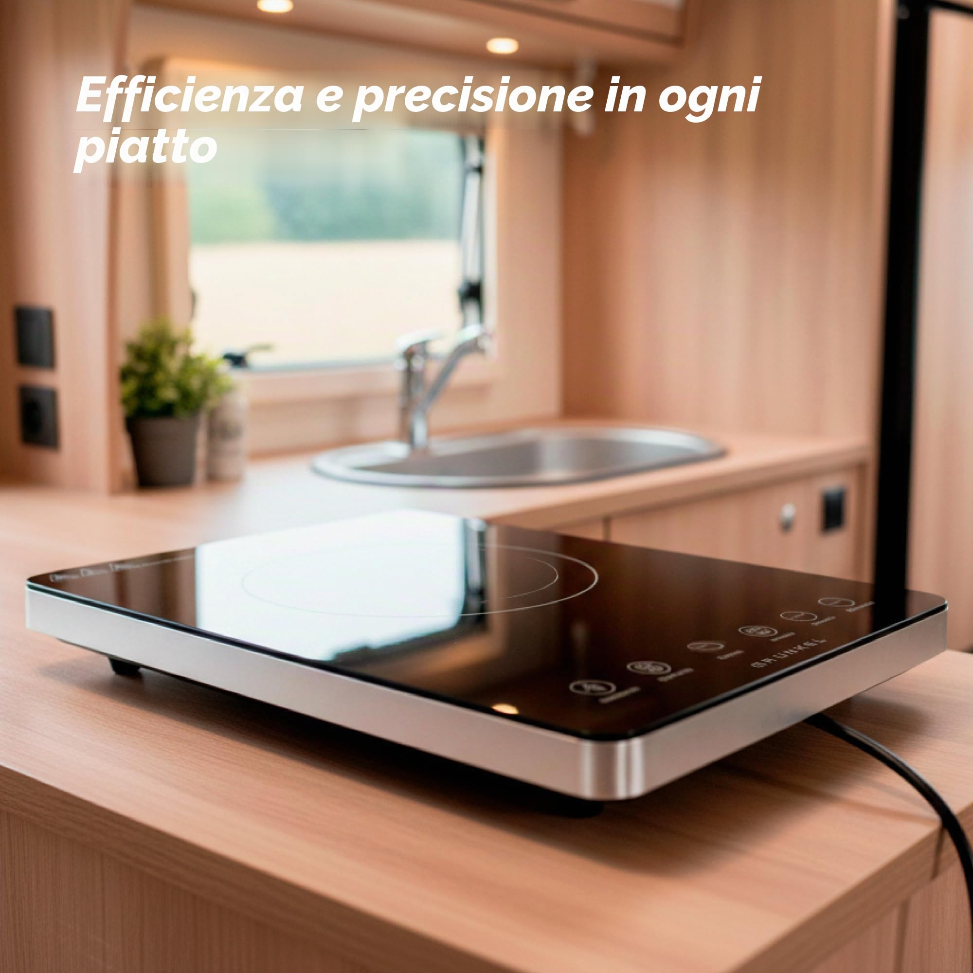 GRUNKEL IFR-2000 e 2000 W, 8 livelli, 29 x 37 cm, controllo touch, timer. Facile da pulire con superficie in vetro.