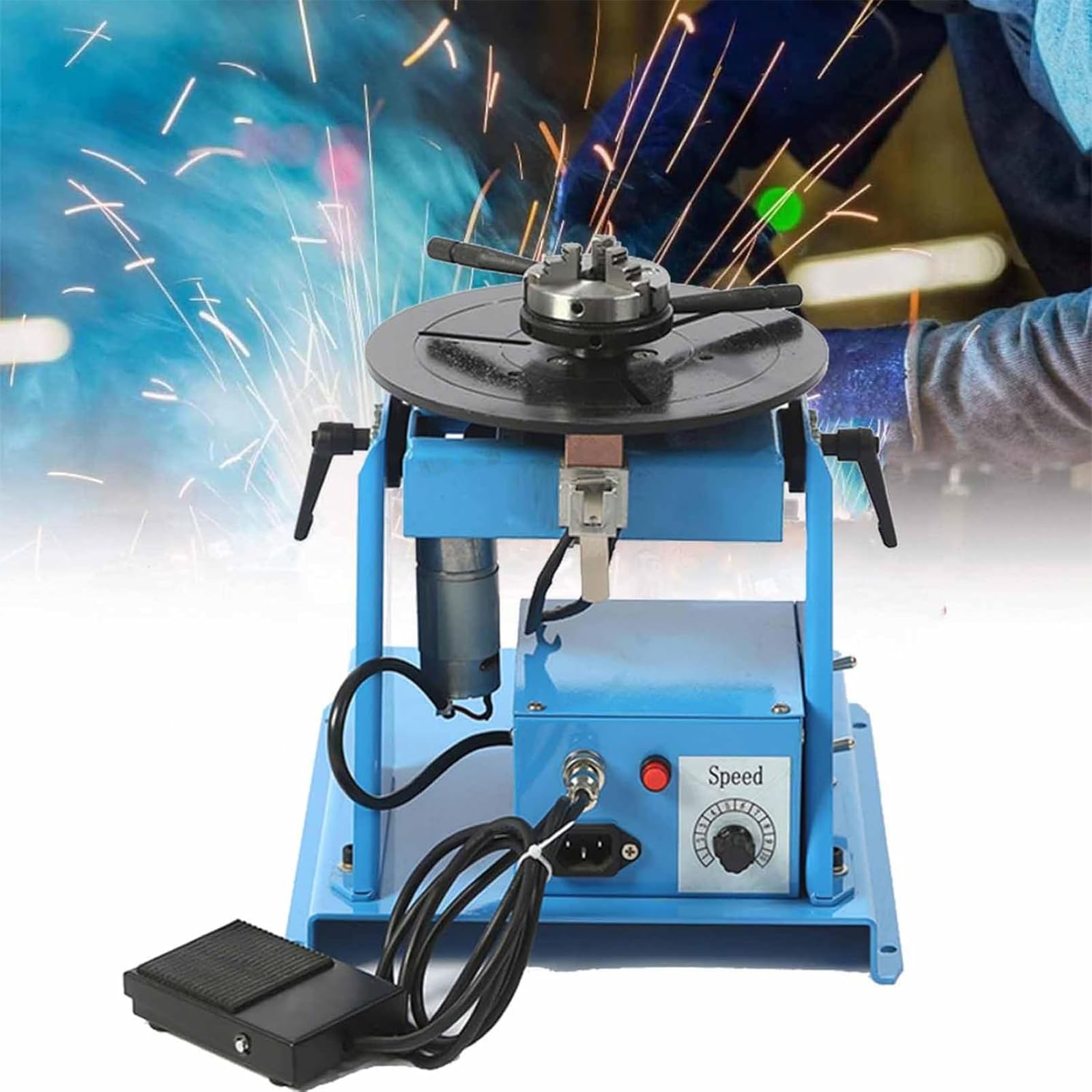 Posizionatore rotante per saldatura, capacità 10 kg, mandrino da 65 mm, diametro 180 mm, angolo regolabile da 0 a 90º per soluzioni di saldatura e taglio efficienti