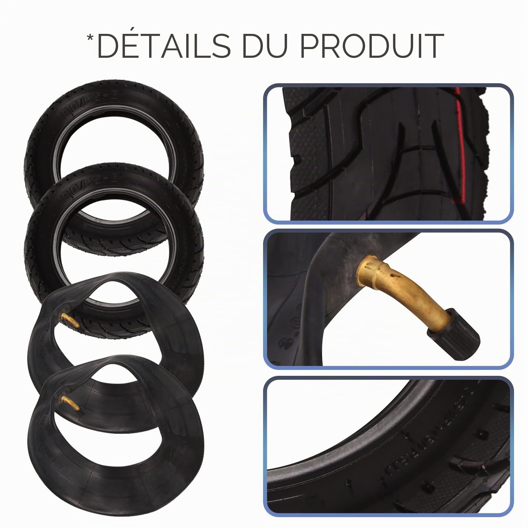 Le Scooter éLectrique de Pneu de de 10 Pouces 10X3.0 80/65-6 éPaissit Le Pneu Gonflable éLargi pour la PièCe Pneumatique ZéRo 10X