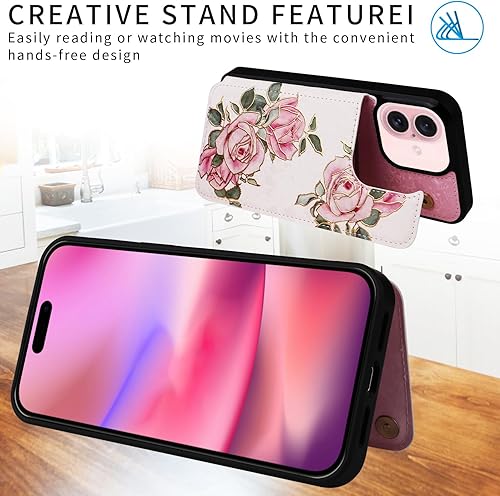 Miniatura 403 de UEEBAI Funda tipo cartera para iPhone 15 Pro Max con tarjetero, cubierta de cuero PU con soporte, bloqueo RFID, doble cierre magnético, relieve de