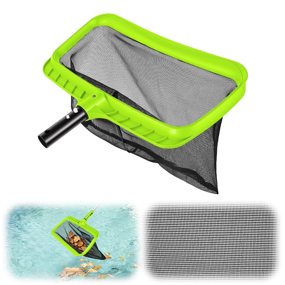 Epuisette de Piscine, Épuisettes de Surface, epuisette Piscine Maille Extra Fine, Epuisette De Fond Piscine, epuisette Piscine, pour spas, Bassin à Poissons, Parc Aquatique (Vert,sans Manche)