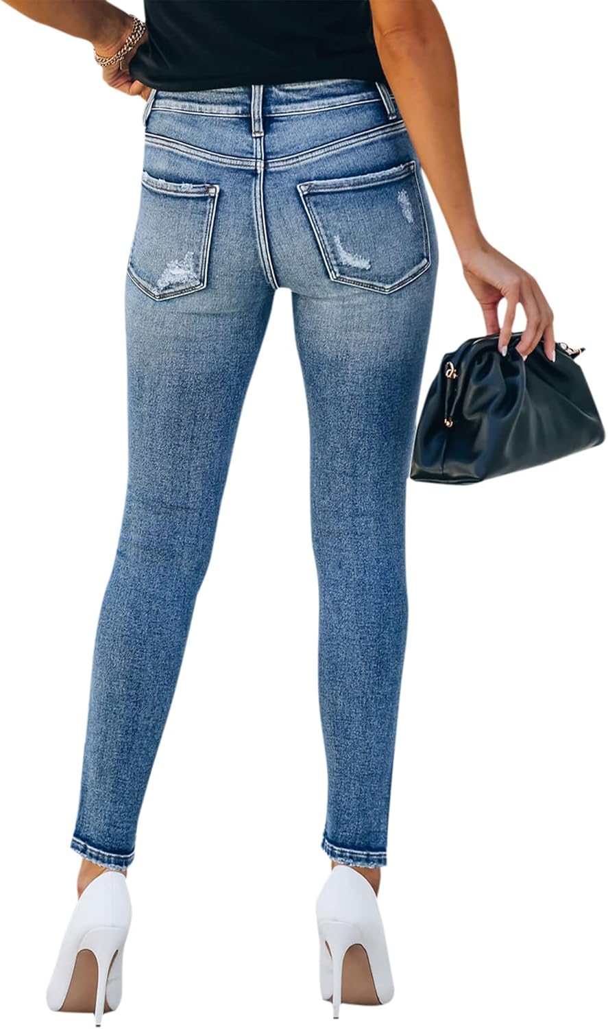 AMRSPENG Women's High Waisted Jeans for Women Ripped Stretch Skinny Butt Lifting Jeans Distressed Jeans Pants - Image 2