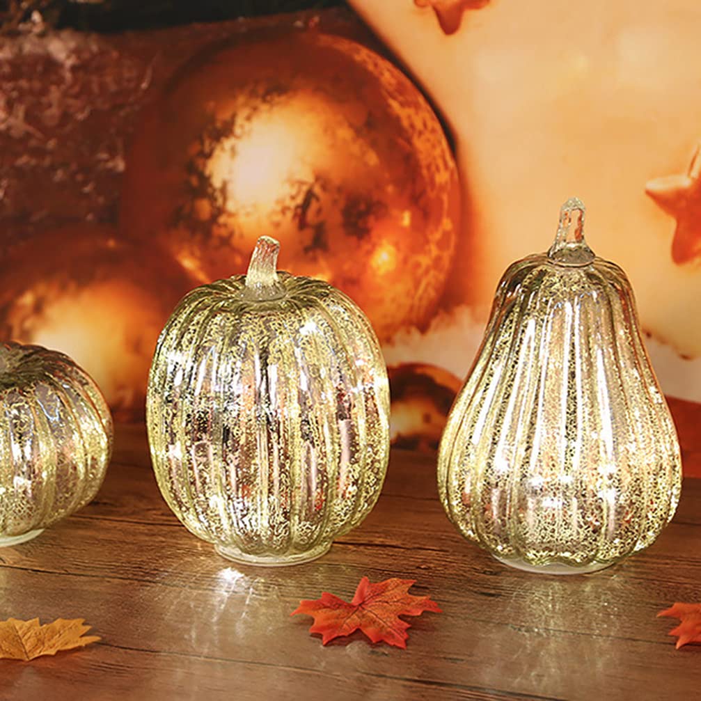 OSALADI Halloween Kürbislicht Aus Glas - Wasserdichte LED Gartenbeleuchtung