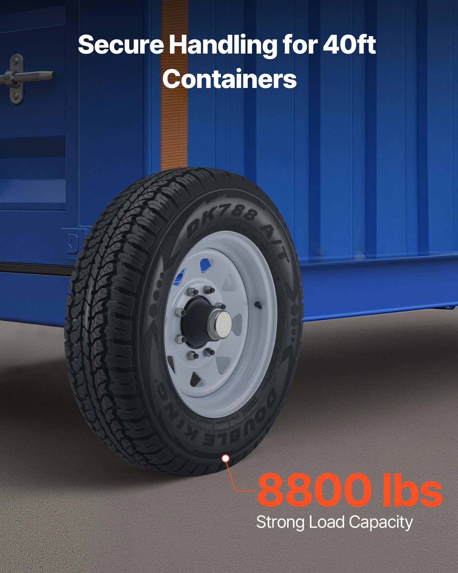 VEVOR Ruote per Container, Kit di Ruote a 8 Fori, per Container Marittimi per Carichi Pesanti con Sistema di Cricchetto, per Spostamenti da 6 m a 12 m, Trasporto Sicuro per Banchine, Nero