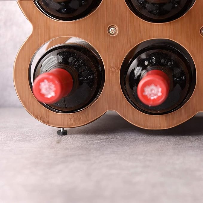 Estante para Vino de Bambú Natural, Organizador para 5 Botellas miniatura 5