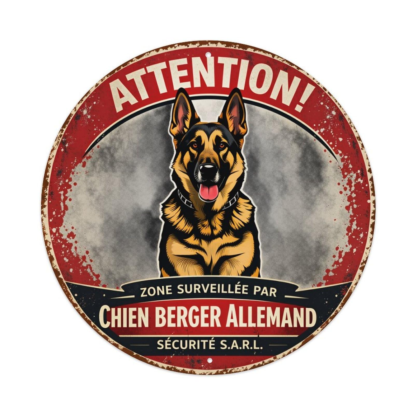 Attention Dog Security Sign Pattern Metal Tin Sign Vintage Garden Bedroom Cafe Bar Man Cave Home Wall Decor Metal Poster 8x8 inches