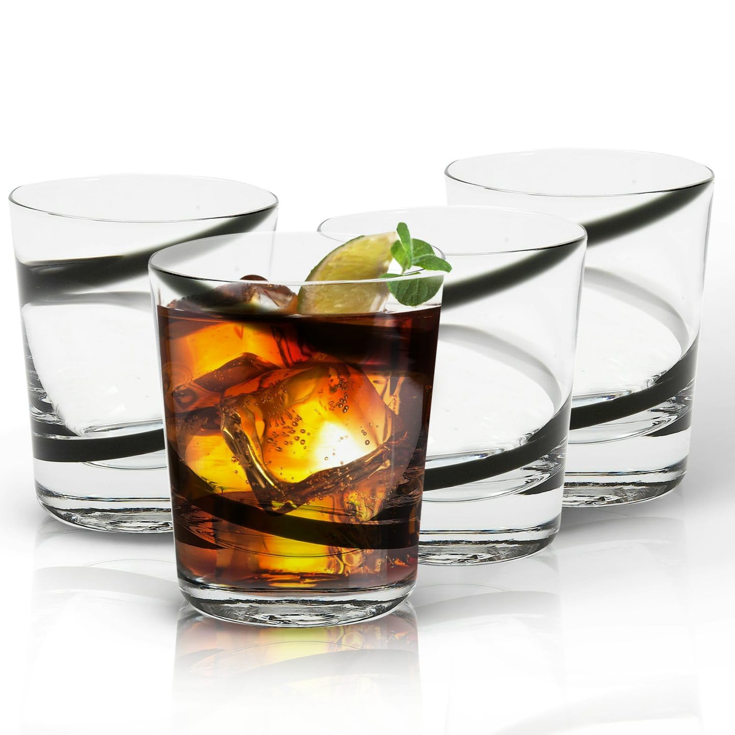 Amazon.com | IMPULSE! Crazy Colored Swirl Drinking Glasses, Set of 4  (Black, Rocks) | Old Fashioned, Cocktail Glassware | Whiskey, Scotch,  Bourbon & Mixed Cocktails: Old Fashioned Glasses