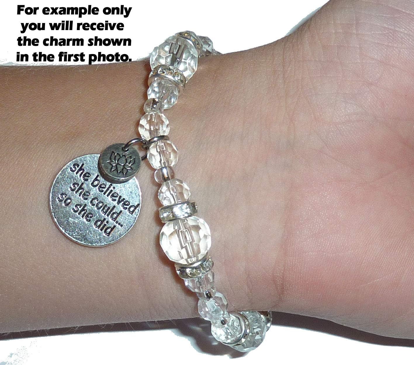 Hidden Hollow Beads Crystal Stretch Charm Bracelet, Women’s Message Dangle, Comes Packaged In A Beautiful Gift Bag (Think Celestial) - Image 2