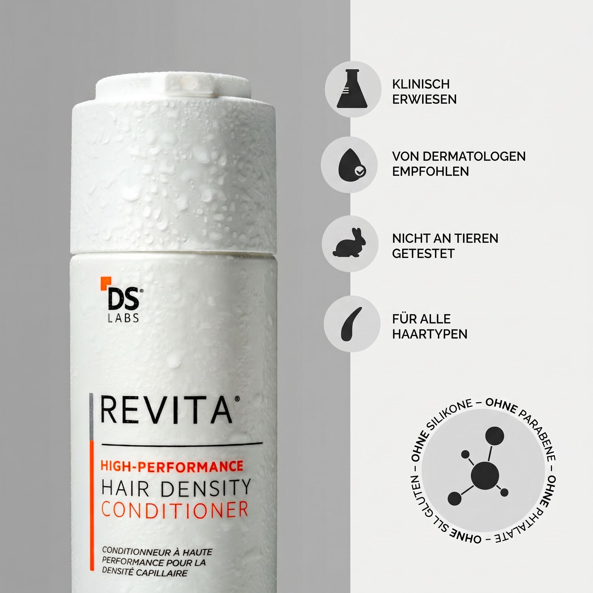 DS Laboratories Revita Conditioner - Épaississant capillaire avec caféine, bloqueur de DHT, niacinamide, biotine, soutien à la croissance des cheveux pour hommes et femmes