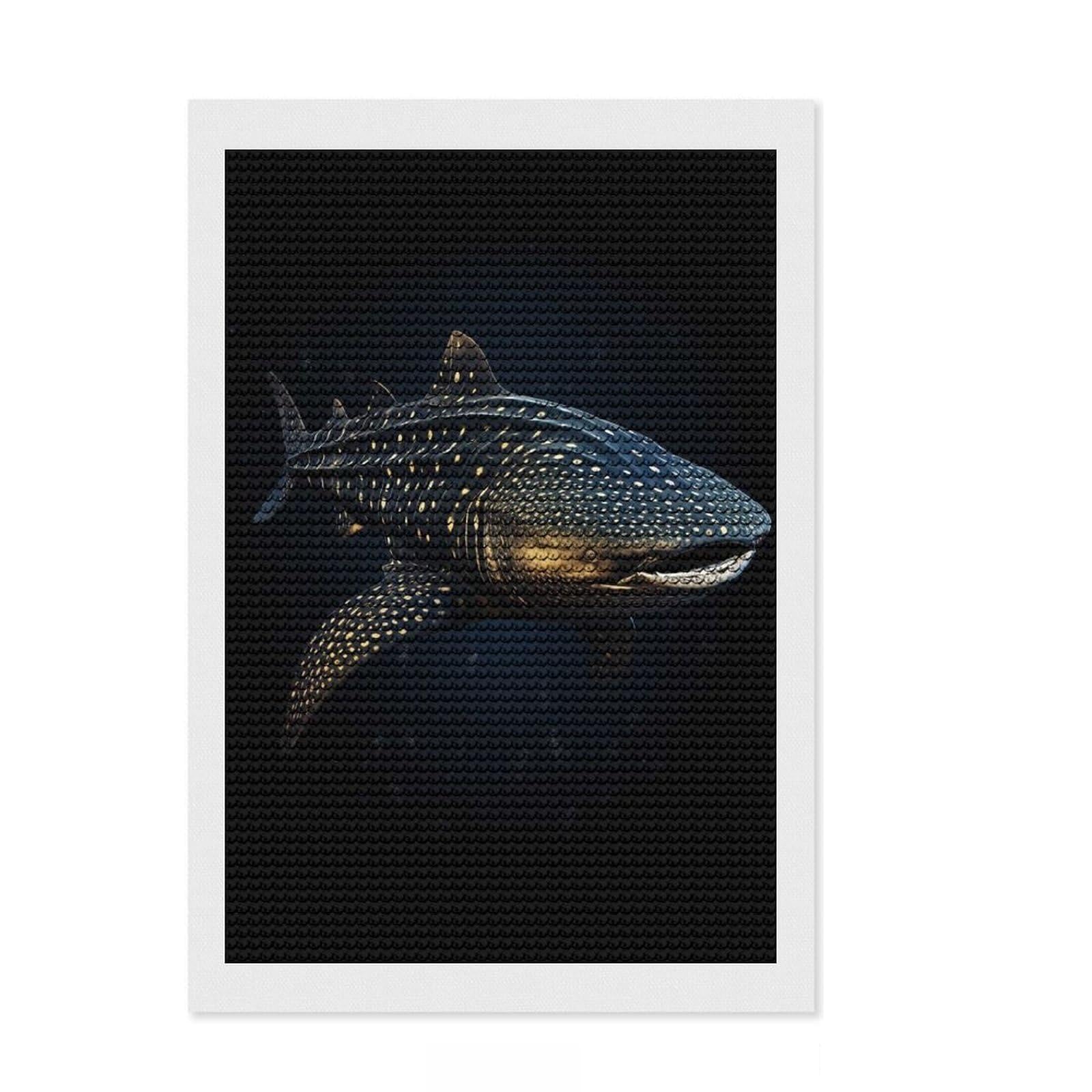Junmoney Whale Shark Diamond Style Art Kit 8"x12", Winter Craft, Gift Idea, Farmhouse Decor, Thoughtful Present, Office Decor