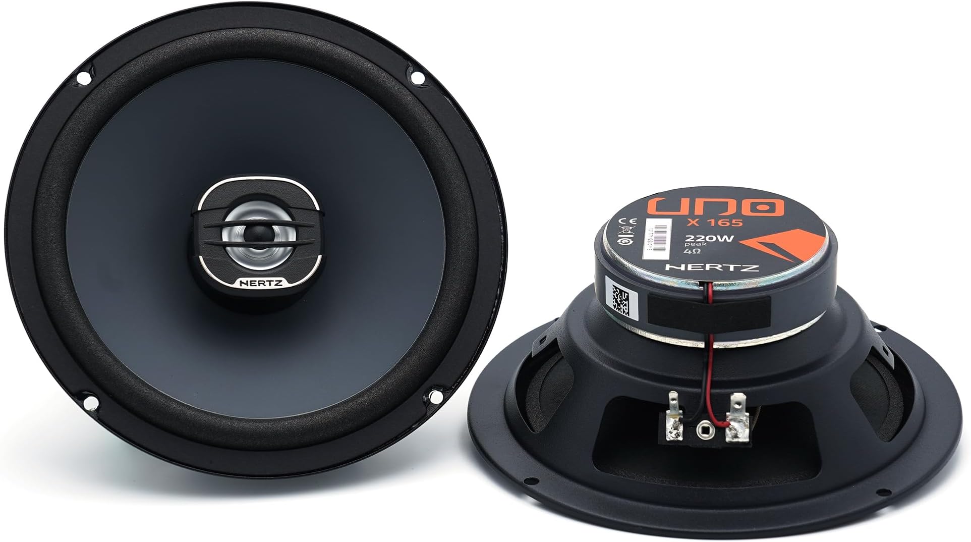 Hertz X 165 Coaxial Car Speakers, 165 mm 2-Way, 220W Peak Power, 55W RMS, Pressed Paper Cone, 24 mm PEI Tweeter with Neodymium Magnet, 4 Ohm, DIN Format, Grey