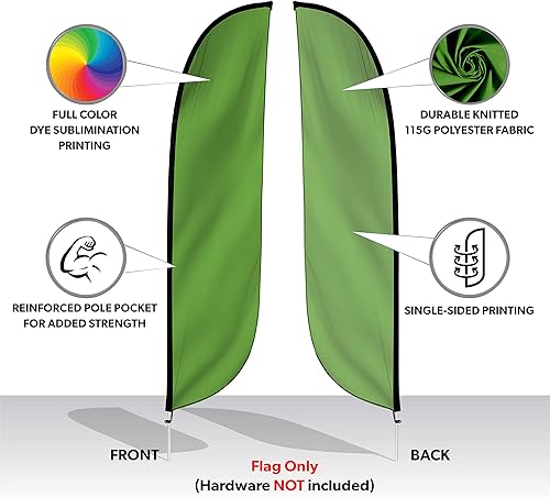 Miniatura 5 de LookOurWay Bandera de plumas de 12 pies con temática de color liso (hardware no incluido).