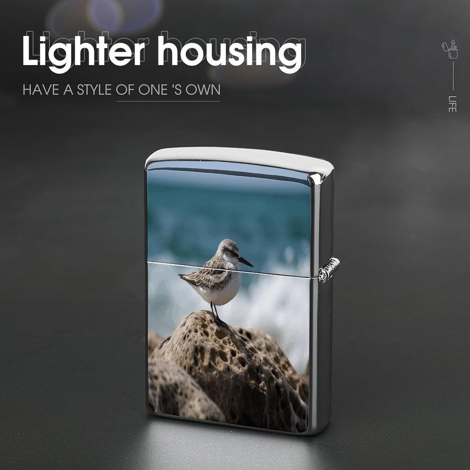Bird Perching on The Rock Lighter Case Cover Lighter Shell