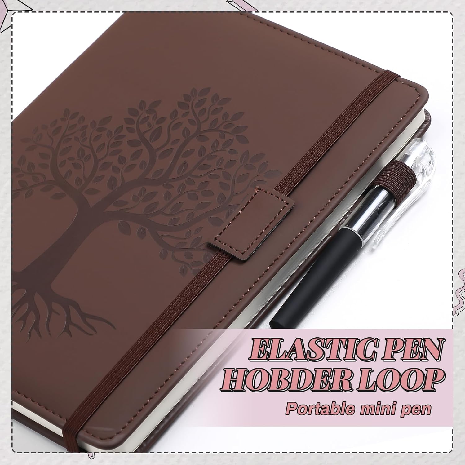 Estune 10 Pack Lined Journal Notebook A5 Tree of Life Hardcover Leather Journal with 10 Pen, College Ruled Notebook for Travel, Business, Work, Office, School Note Taking Diary(Soft Color)