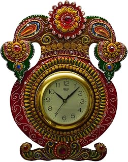 eCraftIndia Kundan Studded Wall Clock with Kalash Design