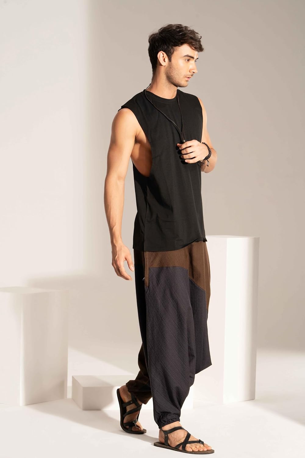 Travel Hippie Parachute Pants for Men, Baggy Flowy Pants Lounge Yoga Harem Boho Music Festival Dance Pant