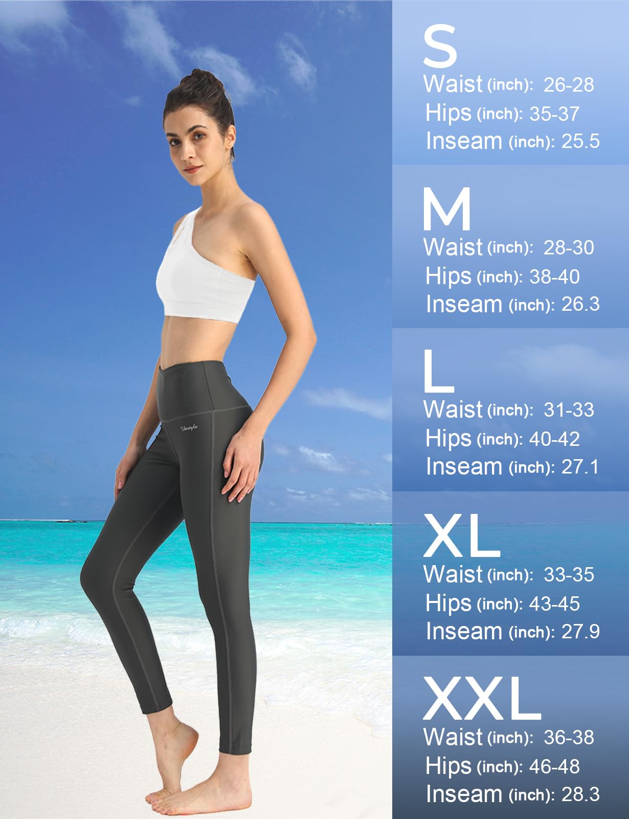 Ubestyle Pantalon de bain taille haute UPF 50+ pour femme - Legging de natation - Protection solaire