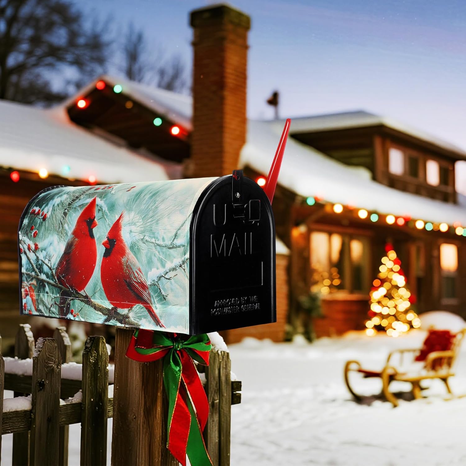 Blosssound Winter Mailbox Cover Magnetic Standard Size 21x19 Inch, Red Cardinal Bird Decorative Post Letter Box Wraps for Garden Yard Outdoor, Seasonal Waterproof Farmhouse Mailbox Decor for Outside
