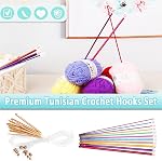 Wadoy 23 Ensemble de crochets au Crochet tunisiens pièces, 2-10mm Kit de crochets afghans 12 Crochets en bambou carbonisé et 11 Aiguilles afghanes en aluminium, câble clair, extra longue pour les débutants