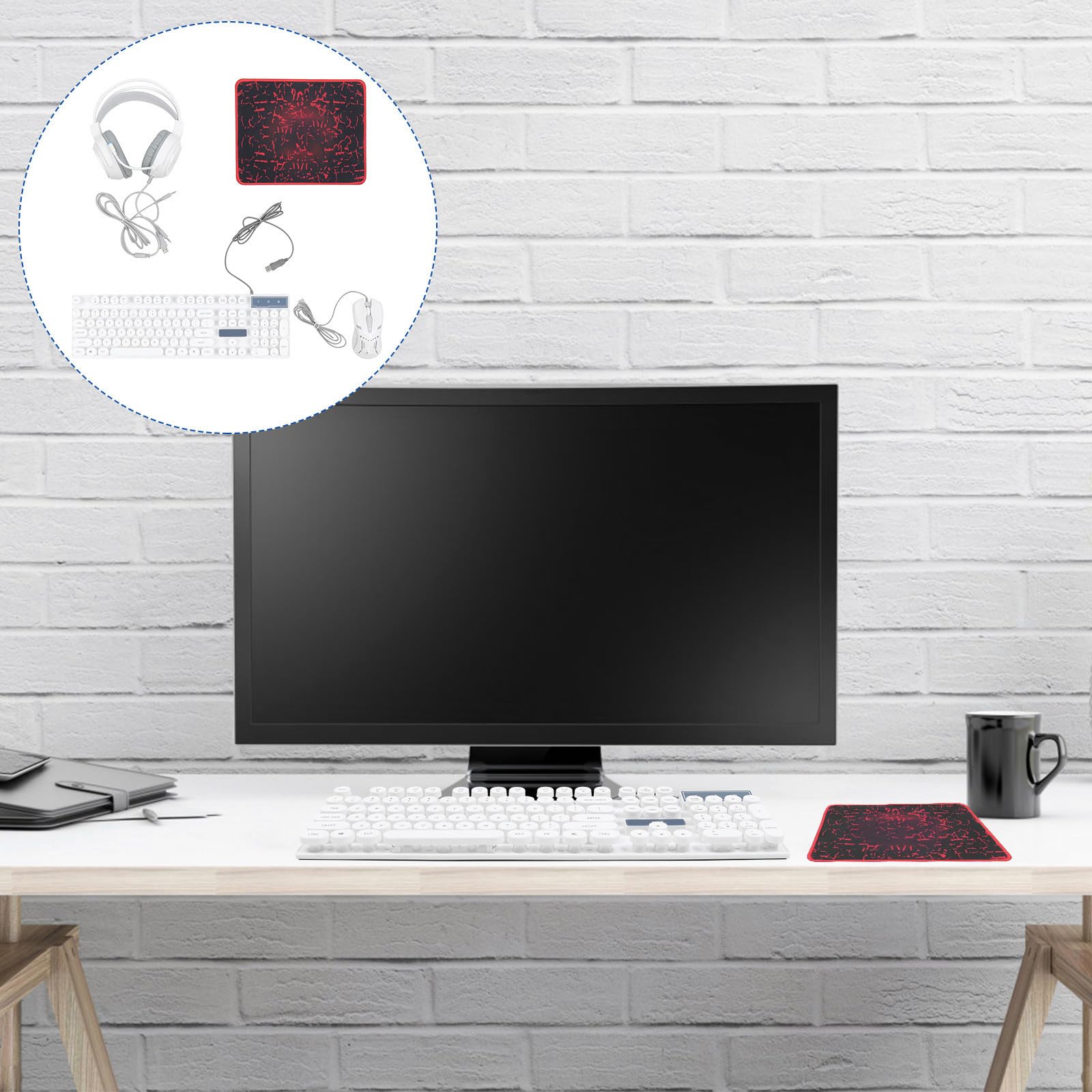 Set Tastiera e Mouse Ergonomici da Gaming Retroilluminazione Rgb, Materiale Abs Resistente, Design Elegante e Funzionale per Ufficio e Gioco, Colore Bianco