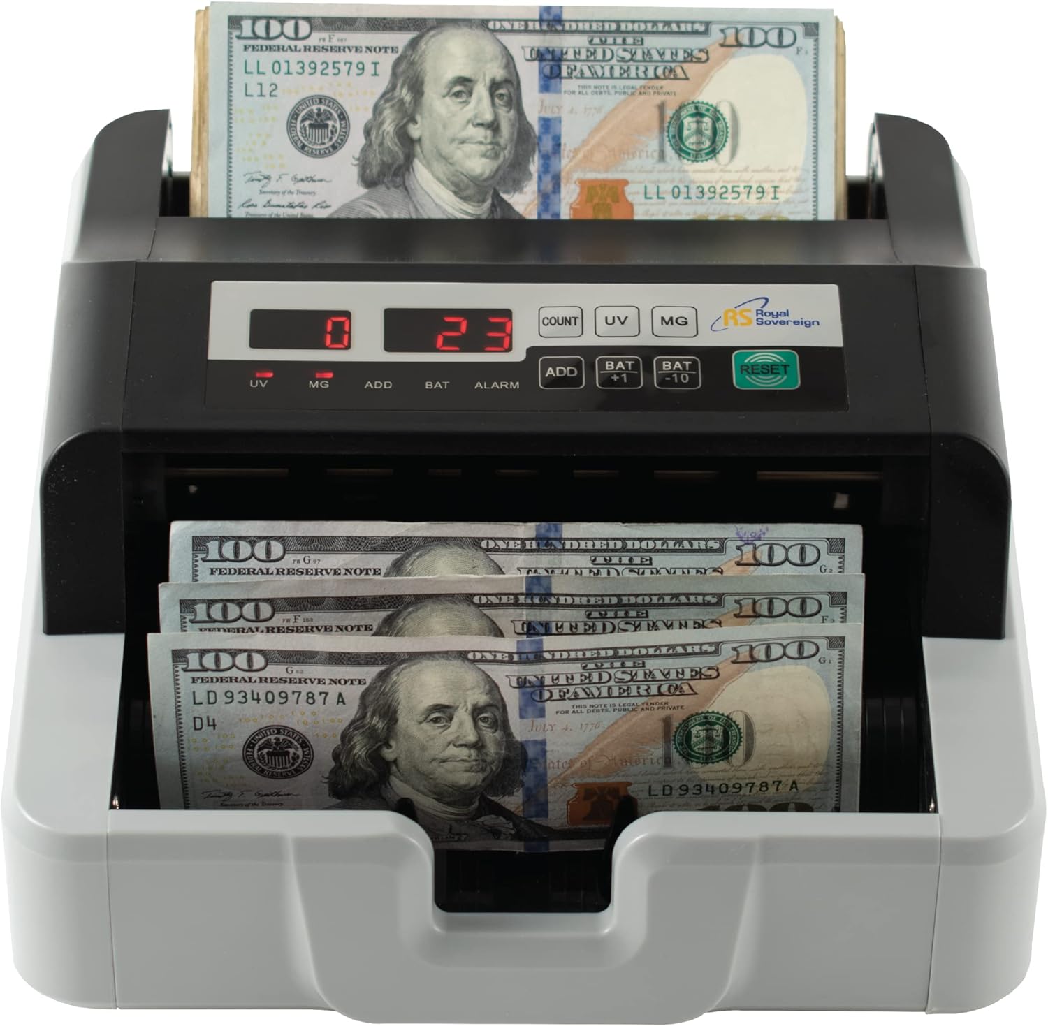 Royal Sovereign USD High Speed Bill Counter with UV/MG Counterfeit Detection, High Volume Money Counter, Add and Batch Mode (RBC-100N) - Image 2