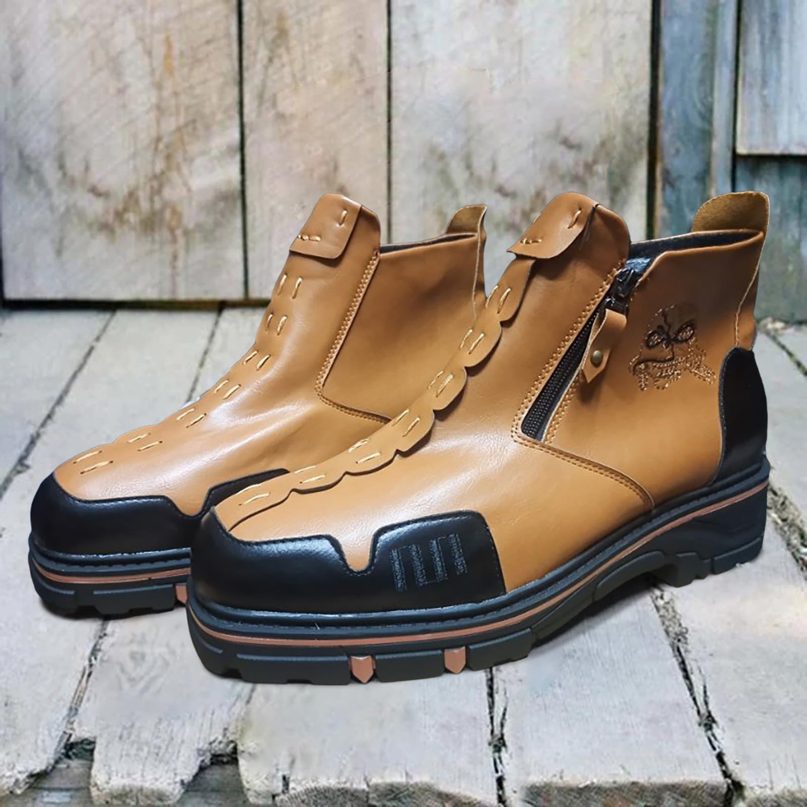 Botas Europeas y Americanas para Hombre, Botines con Cremallera Lateral Grande, otoño e Invierno, Antideslizantes, cómodas y Elegantes para Cualquier ocasión