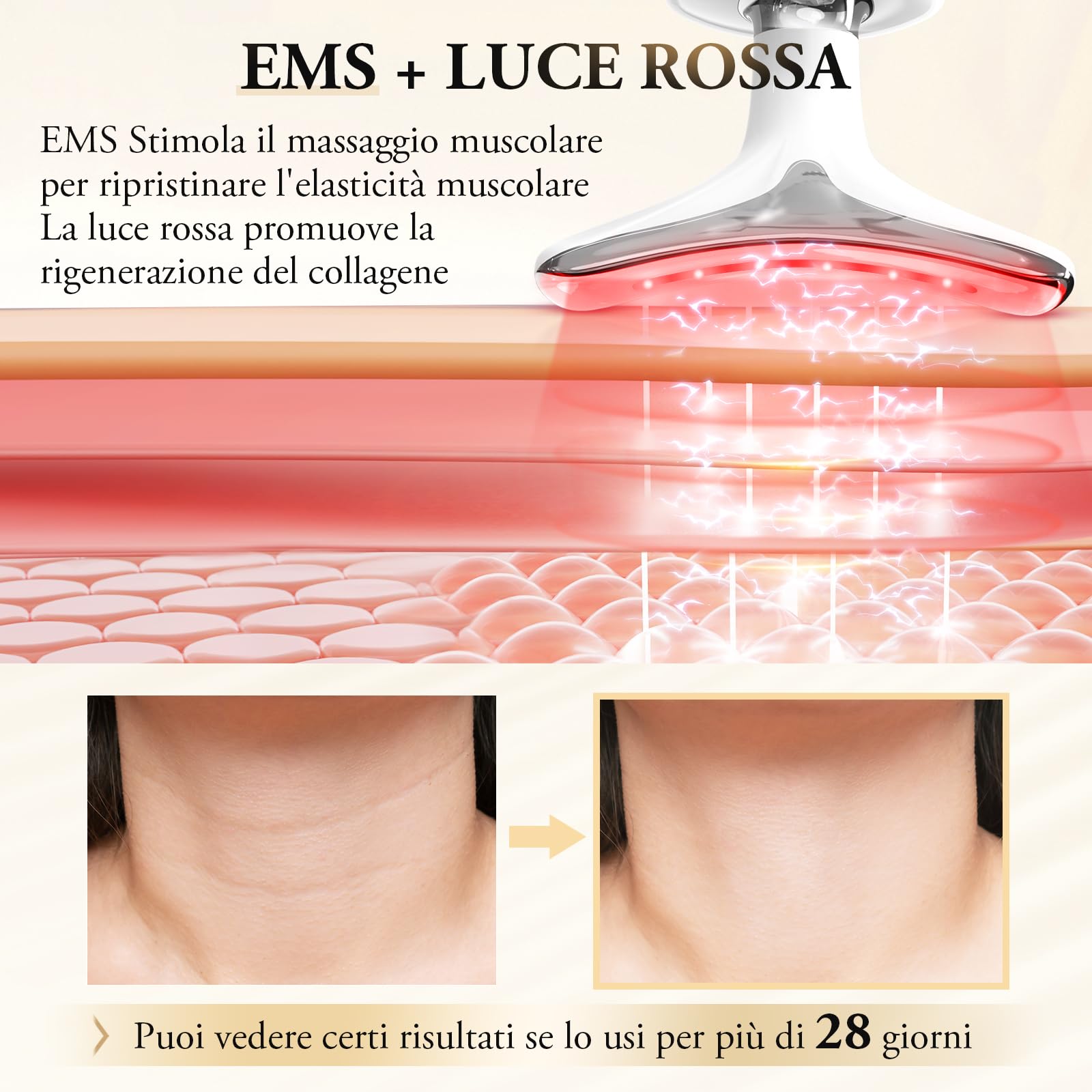 ANLAN Dispositivo di Bellezza Antirughe, Impacco Caldo a 45 ℃ Terapia Della Luce Massaggiatore Viso EMS lifting del Collo Rassodante per Tonificare il Viso,Timer di spegnimento di 5 minuti