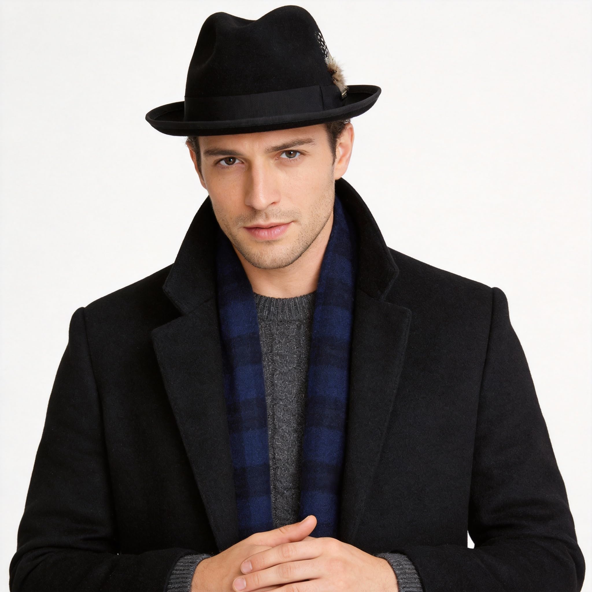 Ruphedy Fedora Cappelli per Uomo Donna Lana Tesa Larga Feltro Panama Fedora Hat